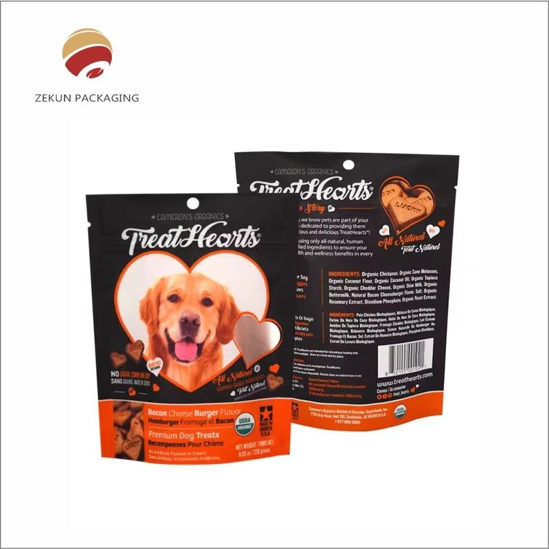 طراحی سفارشی کیسه غذای حیوانات خانگی با زیپ بالا چاپ CMYK پر جنب و جوش مواد PET / AL / PE